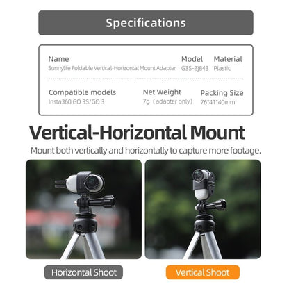 For Insta360 GO 3S / GO 3 Sunnylife Foldable Vertical - Horizontal Mount Adapter Protective Frame Brackets Housing Case, For Insta360 GO 3S / GO 3 - ORIWHIZDJI & Insta360 AccessoriesInsta360 GO SeriesMounts