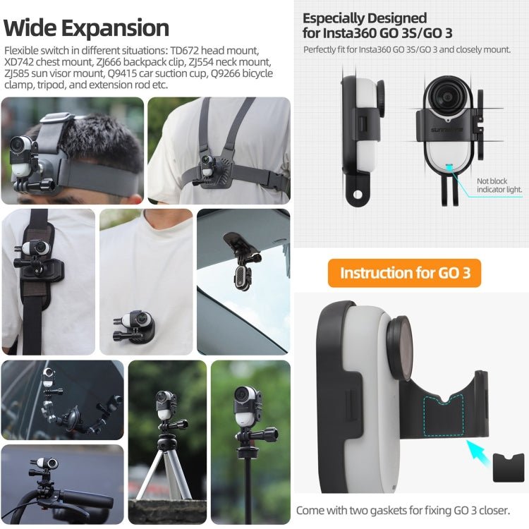For Insta360 GO 3S / GO 3 Sunnylife Foldable Vertical - Horizontal Mount Adapter Protective Frame Brackets Housing Case, For Insta360 GO 3S / GO 3 - ORIWHIZDJI & Insta360 AccessoriesInsta360 GO SeriesMounts