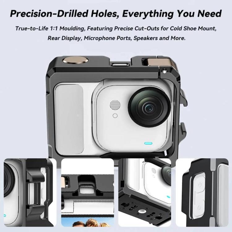For Insta360 GO Ultra Aluminum Alloy Cage with Dual Cold Shoe Mount Shockproof Protective Frame, Aluminum Alloy Cage - ORIWHIZDJI & Insta360 AccessoriesInsta360 GO SeriesMounts
