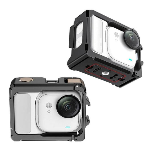 For Insta360 GO Ultra Aluminum Alloy Cage with Dual Cold Shoe Mount Shockproof Protective Frame, Aluminum Alloy Cage - ORIWHIZDJI & Insta360 AccessoriesInsta360 GO SeriesMounts