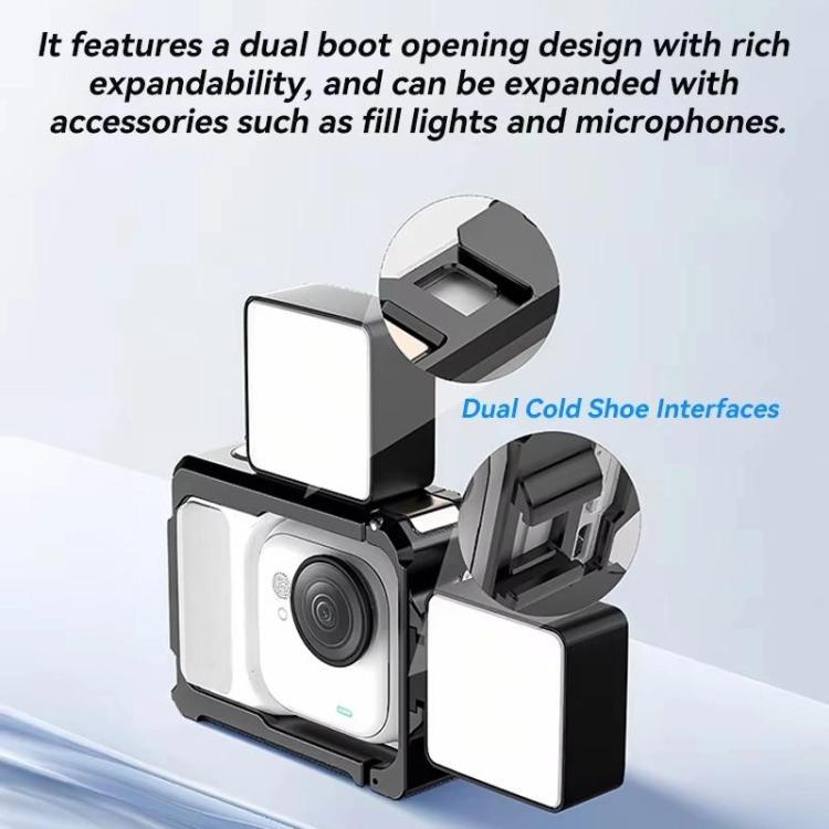 For Insta360 GO Ultra Aluminum Alloy Cage with Dual Cold Shoe Mount Shockproof Protective Frame, Aluminum Alloy Cage - ORIWHIZDJI & Insta360 AccessoriesInsta360 GO SeriesMounts
