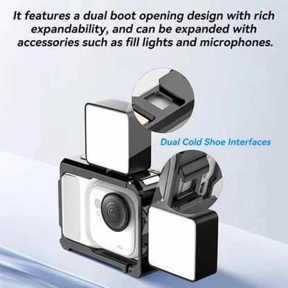 For Insta360 GO Ultra Aluminum Alloy Cage with Dual Cold Shoe Mount Shockproof Protective Frame, Aluminum Alloy Cage - ORIWHIZDJI & Insta360 AccessoriesInsta360 GO SeriesMounts