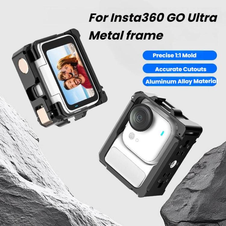 For Insta360 GO Ultra Aluminum Alloy Cage with Dual Cold Shoe Mount Shockproof Protective Frame, Aluminum Alloy Cage - ORIWHIZDJI & Insta360 AccessoriesInsta360 GO SeriesMounts