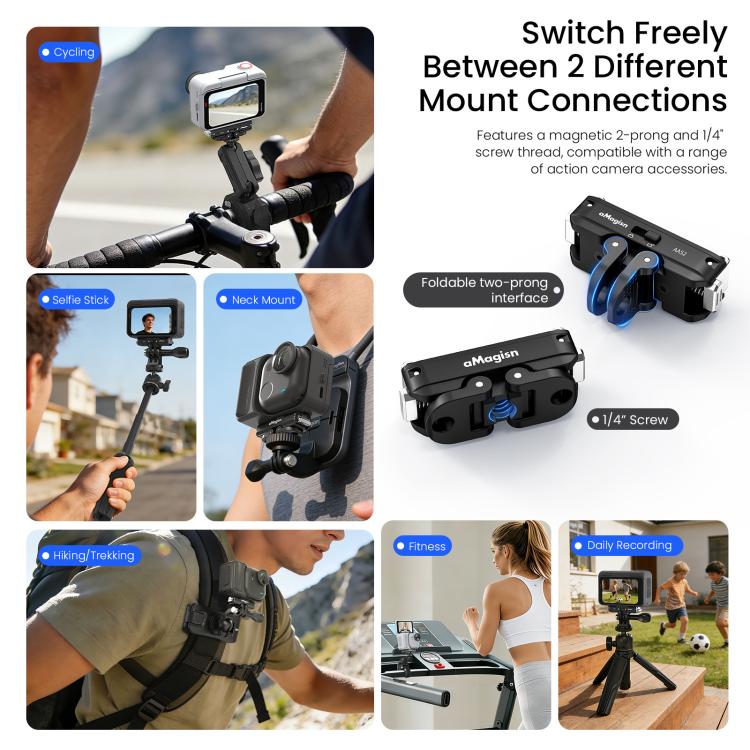 For Insta360 GO Ultra aMagisn Metal Magnetic Quick Release Mount 2.0 Lockable Adapter, For Insta360 GO Ultra - ORIWHIZaMagisnDJI & Insta360 AccessoriesInsta360 GO Series