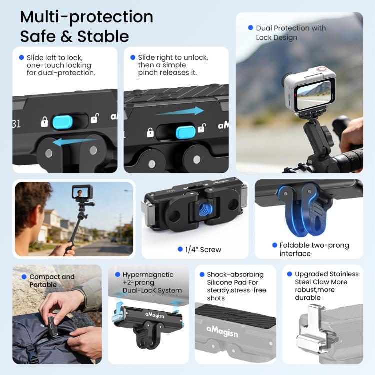 For Insta360 GO Ultra aMagisn Metal Magnetic Quick Release Mount 2.0 Lockable Adapter, For Insta360 GO Ultra - ORIWHIZaMagisnDJI & Insta360 AccessoriesInsta360 GO Series