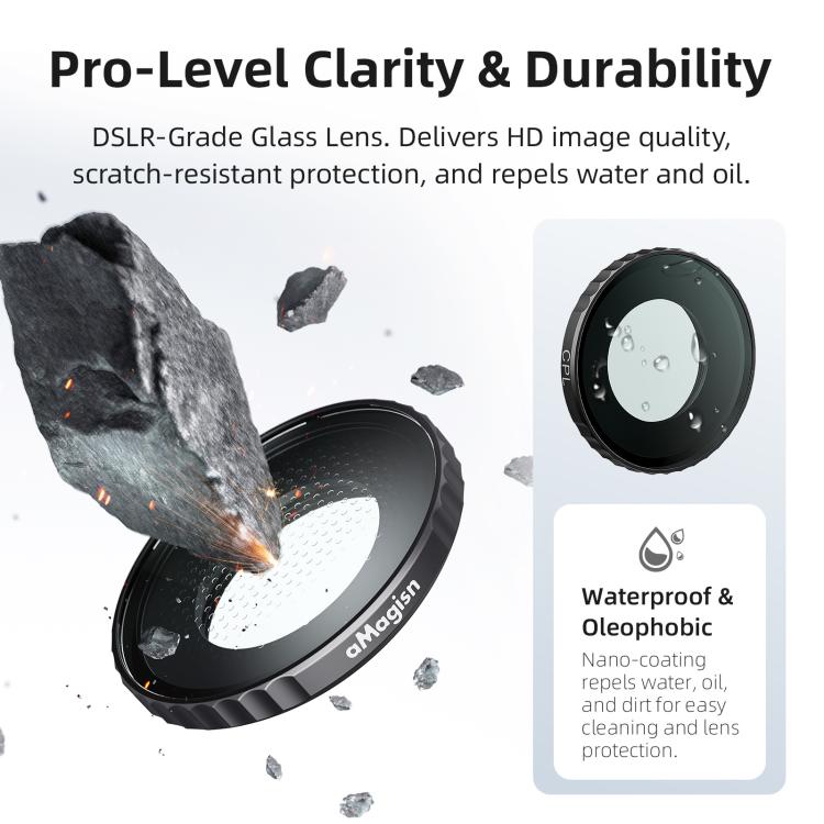 For Insta360 GO Ultra aMagisn Waterproof Filter Aluminum Alloy Frame Anti - fog Lens, UV, CPL, ND8/16/32/64, ND8/16/32+CPL - ORIWHIZaMagisnDJI & Insta360 AccessoriesInsta360 GO Series