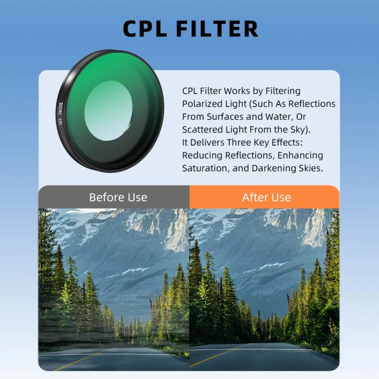 For Insta360 Go Ultra BRDRC Lens Filter Camera Accessories, UV, CPL, ND16, ND8+ND16+ND32 - ORIWHIZBRDRCDJI & Insta360 AccessoriesInsta360 GO Series