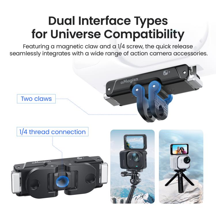For Insta360 Go Ultra Camera AMagisn Metal Quick Release Magnetic Adapter With 1/4 - Inch Threaded Hol - ORIWHIZaMagisnDJI & Insta360 AccessoriesInsta360 GO Series