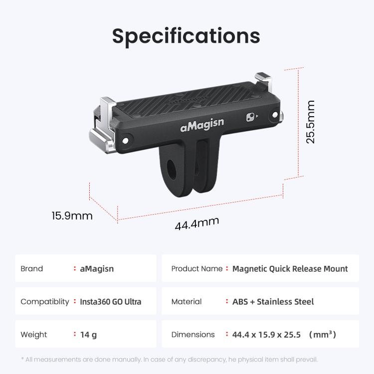 For Insta360 Go Ultra Camera aMagisn Quick Release Magnetic Base Plastic Mount Adapter - ORIWHIZaMagisnDJI & Insta360 AccessoriesInsta360 GO Series