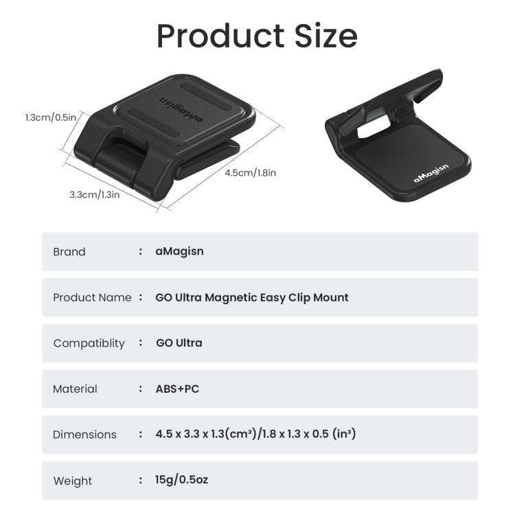 For Insta360 GO Ultra Magnetic Easy Clip AMagisn Mount 180 - Degree Adjustable Angle For Flexible POV Shooting - ORIWHIZaMagisnDJI & Insta360 AccessoriesInsta360 GO Series