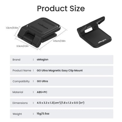For Insta360 GO Ultra Magnetic Easy Clip AMagisn Mount 180 - Degree Adjustable Angle For Flexible POV Shooting - ORIWHIZaMagisnDJI & Insta360 AccessoriesInsta360 GO Series