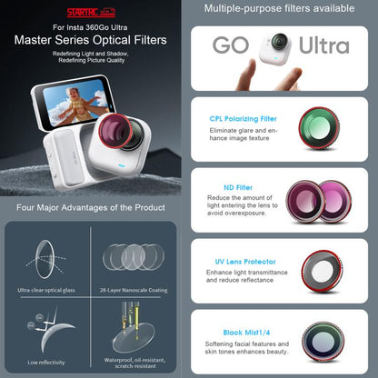 For Insta360 GO Ultra STARTRC Camera Lens Filter, CPL, Black Mist 1/4, UV, ND32, 4 in 1 ND32/64 UV CPL - ORIWHIZDJI & Insta360 AccessoriesInsta360 GO SeriesLen Accessories