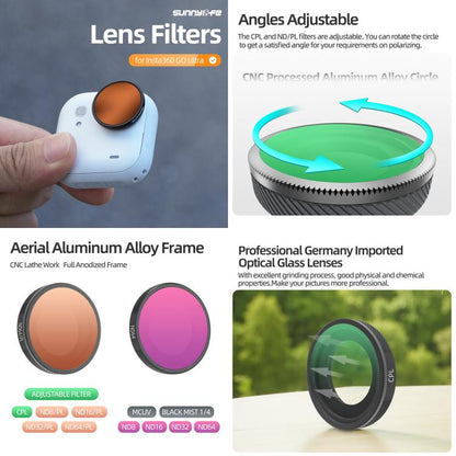 For Insta360 GO Ultra Sunnylife Camera Lens Filter, Black Mist 1/4, CPL, MCUV, ND8, ND16, ND32, ND64, ND8PL, ND16PL, ND32PL, ND64PL, 3 in 1 Light Shadow, 3 in 1 Mixed Filter, 4 in 1 Mixed Filter, 4 in 1 ND, 4 in 1 NDPL, 6 in 1 Mixed Filter - ORIWHIZDJI & Insta360 AccessoriesInsta360 GO SeriesLen Accessories
