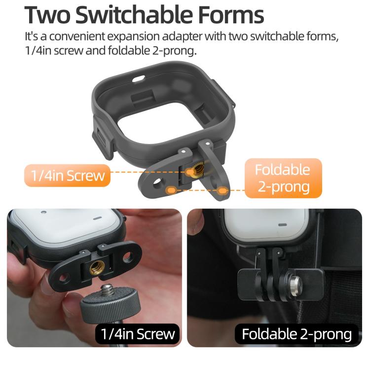For Insta360 GO Ultra Sunnylife Foldable Vertical - Horizontal Adapter Mount Protective Frame Mounting Brackets Housing Cover, For Insta360 GO Ultra - ORIWHIZDJI & Insta360 AccessoriesInsta360 GO SeriesMounts