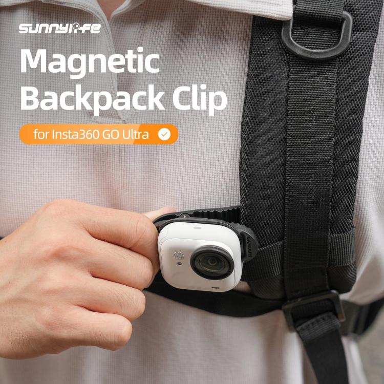 For Insta360 GO Ultra Sunnylife Magnetic Backpack Clip Action Camera Clamp Vertical - Horizontal Mount, For Insta360 GO Ultra Black - ORIWHIZDJI & Insta360 AccessoriesInsta360 GO SeriesMounts