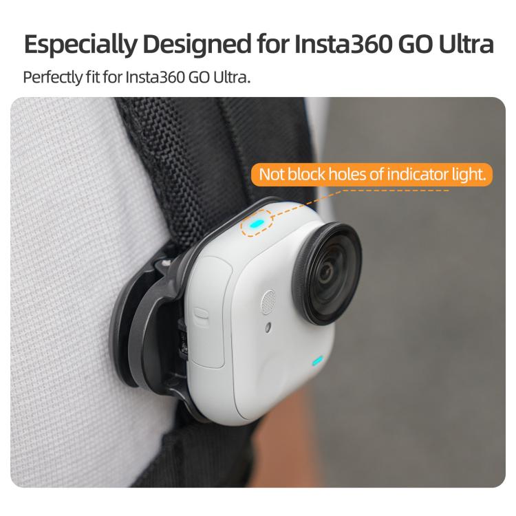 For Insta360 GO Ultra Sunnylife Magnetic Backpack Clip Action Camera Clamp Vertical - Horizontal Mount, For Insta360 GO Ultra Black - ORIWHIZDJI & Insta360 AccessoriesInsta360 GO SeriesMounts