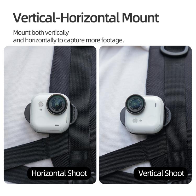 For Insta360 GO Ultra Sunnylife Magnetic Backpack Clip Action Camera Clamp Vertical - Horizontal Mount, For Insta360 GO Ultra Black - ORIWHIZDJI & Insta360 AccessoriesInsta360 GO SeriesMounts