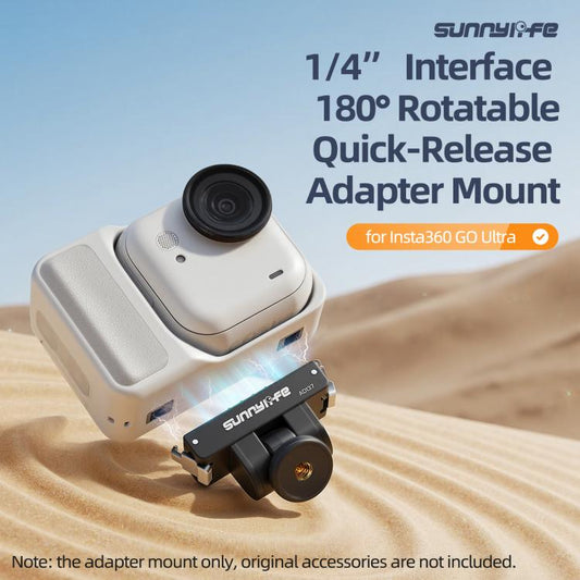 حامل محول مغناطيسي سريع الفك من Sunnylife لكاميرا Insta360 GO Ultra، بواجهة 1/4 بوصة، قابل للإمالة 180 درجة، حامل عصا سيلفي، AD137، متوافق مع Insta360 GO Ultra - ملحقات ORIWHIZDJI وInsta360، سلسلة حوامل Insta360 GO