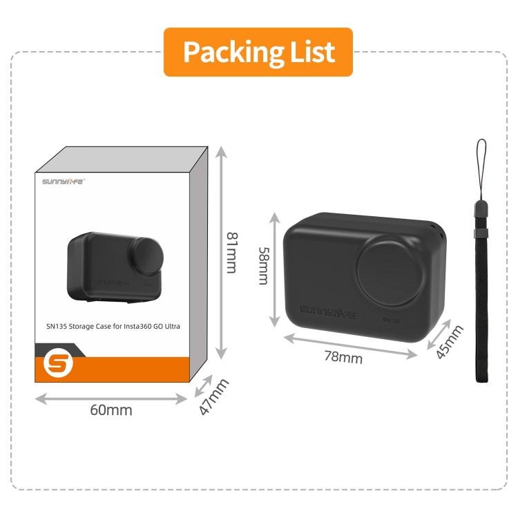 For Insta360 GO Ultra Sunnylife Portable Protective Case Shock - proof Dust - proof Storage Box with Lanyard, For Insta360 GO Ultra - ORIWHIZDJI & Insta360 AccessoriesInsta360 GO SeriesProtection & Cases