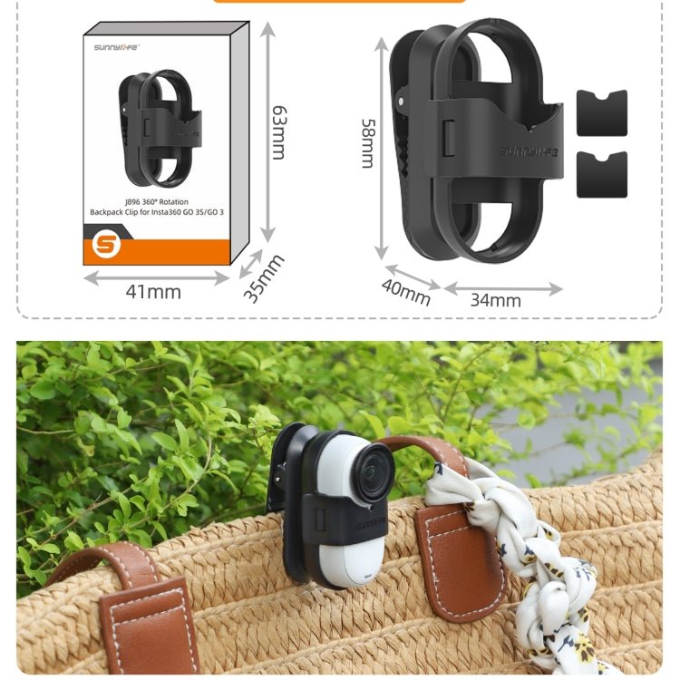 For Insta360 GO3 / GO 3S Sunnylife 360 Degree Rotation Backpack Clip Action Camera Clamp Mount, Rotation Backpack Clip - ORIWHIZDJI & Insta360 AccessoriesInsta360 GO SeriesMounts