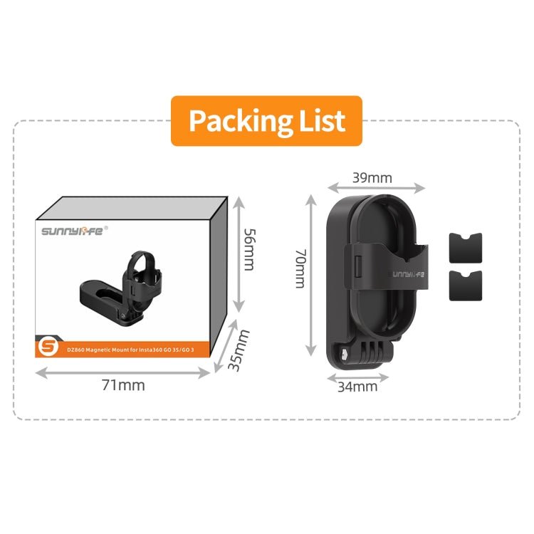 For Insta360 GO3 / GO 3S Sunnylife 360 Rotation Foldable Magnetic Mount - ORIWHIZDJI & Insta360 AccessoriesInsta360 GO SeriesMounts