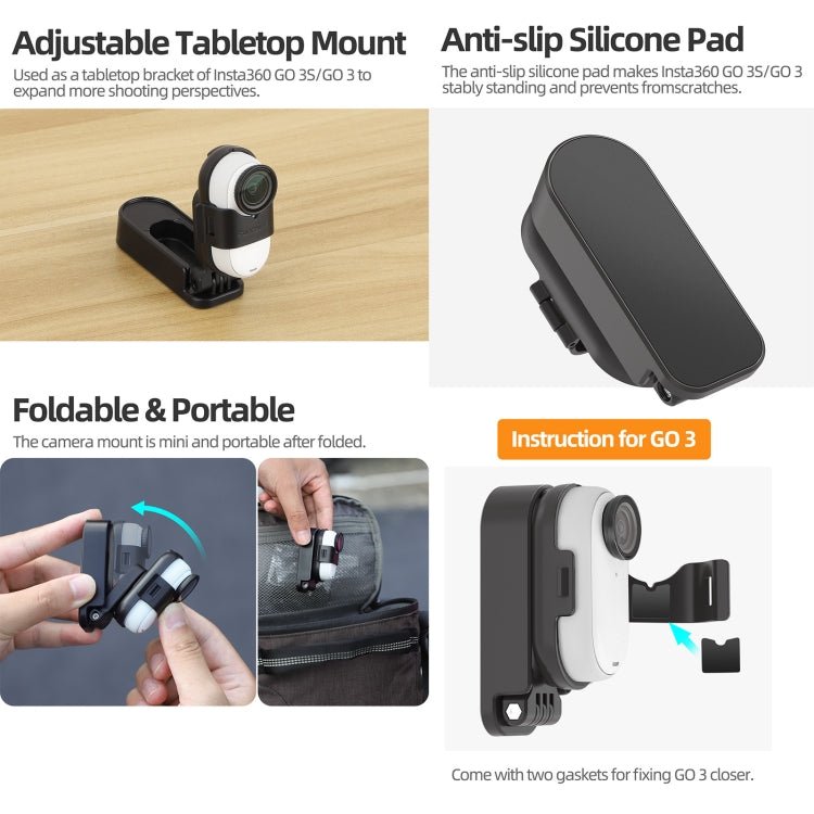For Insta360 GO3 / GO 3S Sunnylife 360 Rotation Foldable Magnetic Mount - ORIWHIZDJI & Insta360 AccessoriesInsta360 GO SeriesMounts
