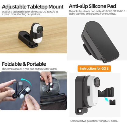 For Insta360 GO3 / GO 3S Sunnylife 360 Rotation Foldable Magnetic Mount - ORIWHIZDJI & Insta360 AccessoriesInsta360 GO SeriesMounts