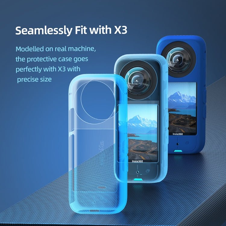 For Insta360 X3 AMagisn Body Silicone Protective Cover, Body+Lens Case (Black), Body+Lens Case (Blue), Body Case (black), Body Case (Blue), Lens Case (Black), Lens Case (Blue) - ORIWHIZaMagisnDJI & Insta360 AccessoriesInsta360 X Series