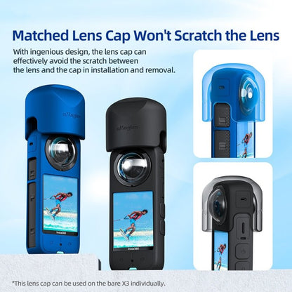 For Insta360 X3 AMagisn Body Silicone Protective Cover, Body+Lens Case (Black), Body+Lens Case (Blue), Body Case (black), Body Case (Blue), Lens Case (Black), Lens Case (Blue) - ORIWHIZaMagisnDJI & Insta360 AccessoriesInsta360 X Series