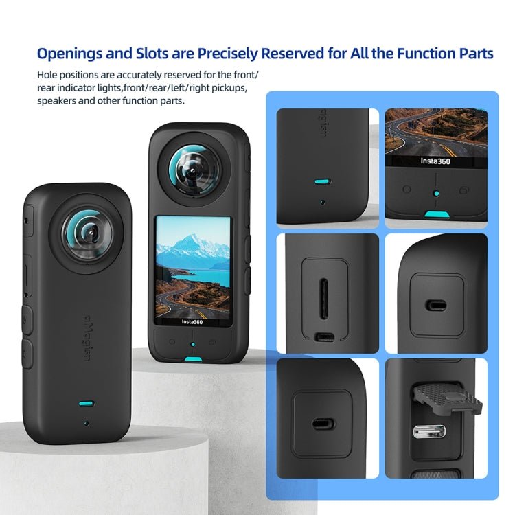 For Insta360 X3 AMagisn Body Silicone Protective Cover, Body+Lens Case (Black), Body+Lens Case (Blue), Body Case (black), Body Case (Blue), Lens Case (Black), Lens Case (Blue) - ORIWHIZaMagisnDJI & Insta360 AccessoriesInsta360 X Series