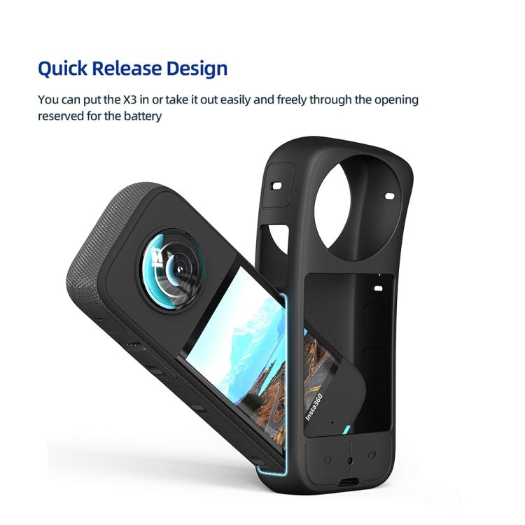 For Insta360 X3 AMagisn Body Silicone Protective Cover, Body+Lens Case (Black), Body+Lens Case (Blue), Body Case (black), Body Case (Blue), Lens Case (Black), Lens Case (Blue) - ORIWHIZaMagisnDJI & Insta360 AccessoriesInsta360 X Series