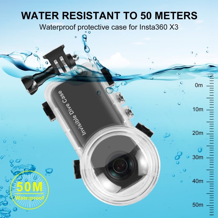 For Insta360 X3 PULUZ 50m Waterproof Sealed Diving Case, Invisible Dive Case - ORIWHIZDJI & Insta360 AccessoriesInsta360 X SeriesProtection & Cases
