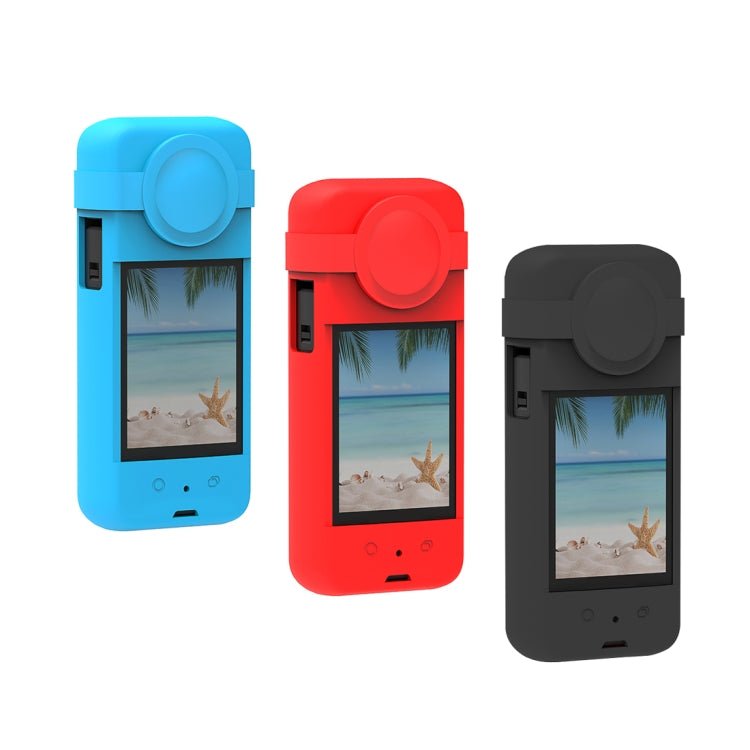 For Insta360 X3 PULUZ Silicone Protective Case with Lens Cover, Silicone Case(Black), Silicone Case(Blue), Silicone Case(Red) - ORIWHIZDJI & Insta360 AccessoriesInsta360 X SeriesProtection & Cases