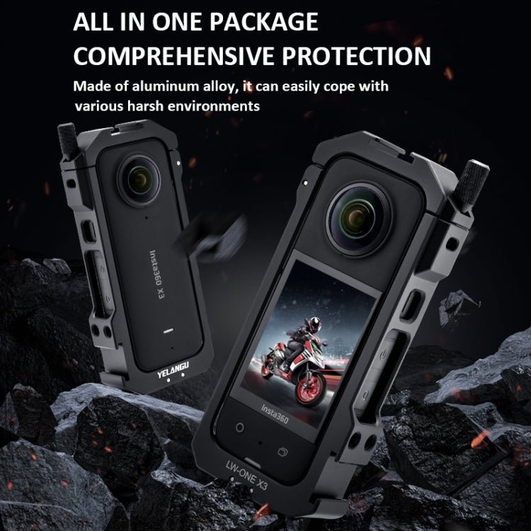 For Insta360 X3 YELANGU LW - ONE X3 Metal Cage Extended Frame Case, LW - ONE X3 - ORIWHIZDJI & Insta360 AccessoriesInsta360 X SeriesProtection & Cases