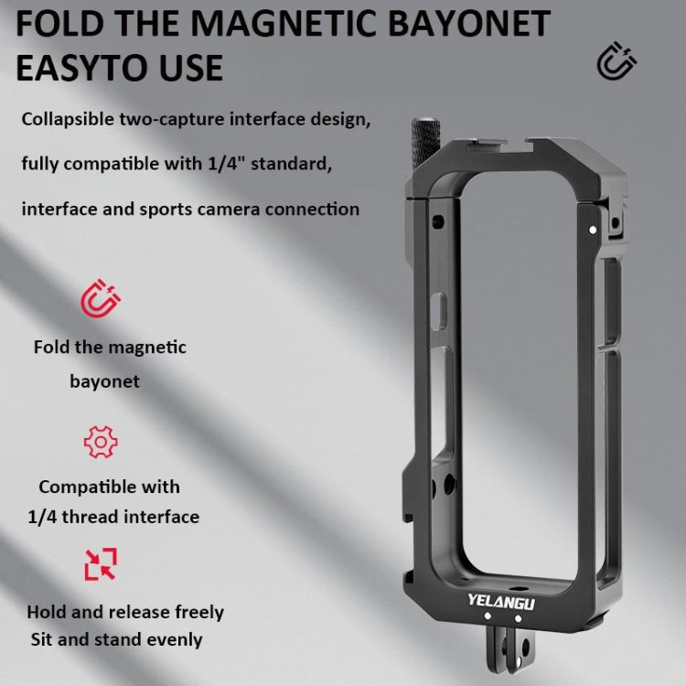 For Insta360 X3 YELANGU LW - ONE X3 Metal Cage Extended Frame Case, LW - ONE X3 - ORIWHIZDJI & Insta360 AccessoriesInsta360 X SeriesProtection & Cases