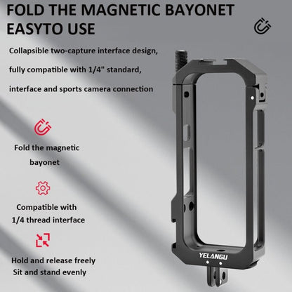 For Insta360 X3 YELANGU LW - ONE X3 Metal Cage Extended Frame Case, LW - ONE X3 - ORIWHIZDJI & Insta360 AccessoriesInsta360 X SeriesProtection & Cases