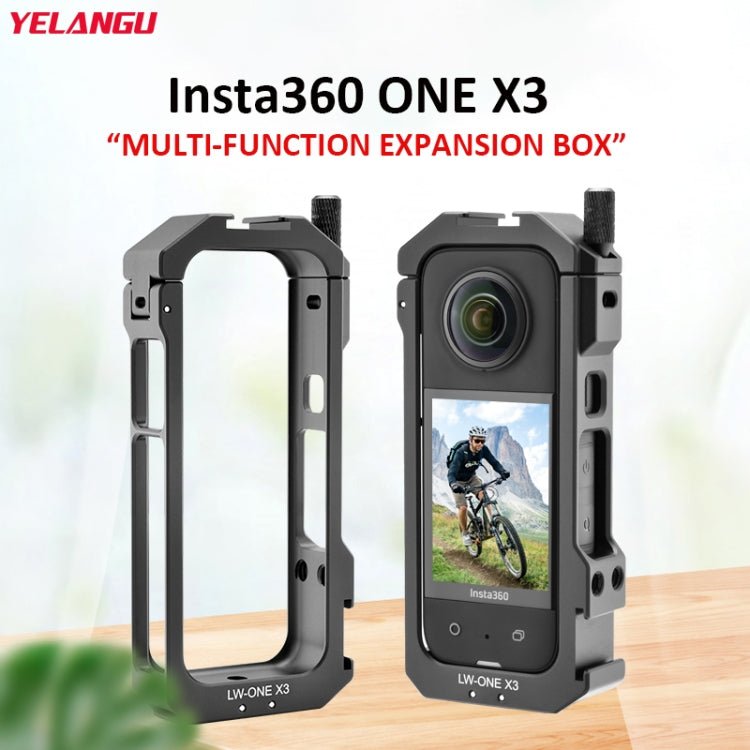 For Insta360 X3 YELANGU LW - ONE X3 Metal Cage Extended Frame Case, LW - ONE X3 - ORIWHIZDJI & Insta360 AccessoriesInsta360 X SeriesProtection & Cases