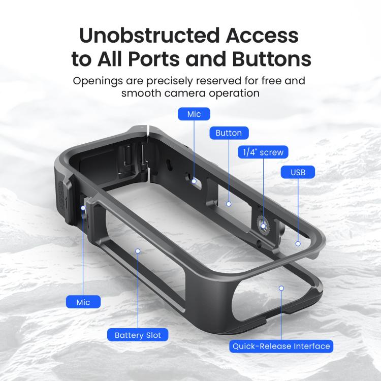 For Insta360 X4 Air AMagisn Camera Cage Plastic Expansion Frame With Windproof Foam - ORIWHIZaMagisnDJI & Insta360 AccessoriesInsta360 X Series