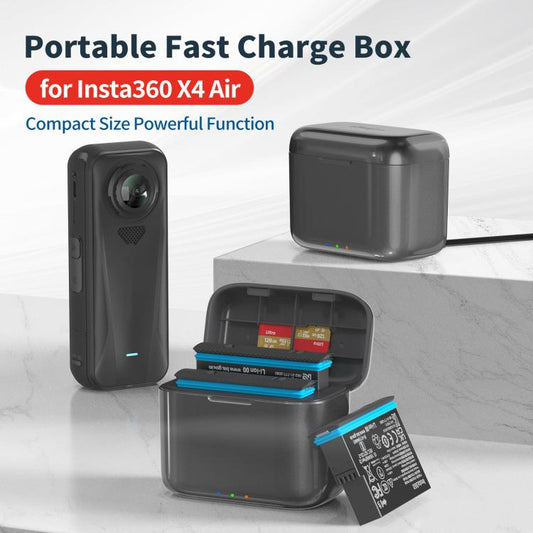 علبة شحن سريع محمولة وشاحن بطارية وصندوق تخزين لكاميرا Insta360 X4 Air من Amagisn، موديل PM14 - ملحقات DJI وInsta360 وسلسلة Insta360 X