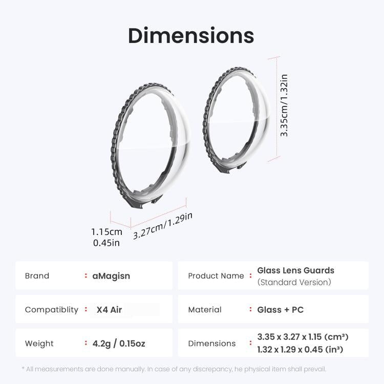 For Insta360 X4 Air AMagisn Standard Lens Guards Snap - On Protective Glass Lens Protector Replacement Accessory - ORIWHIZaMagisnDJI & Insta360 AccessoriesInsta360 X Series