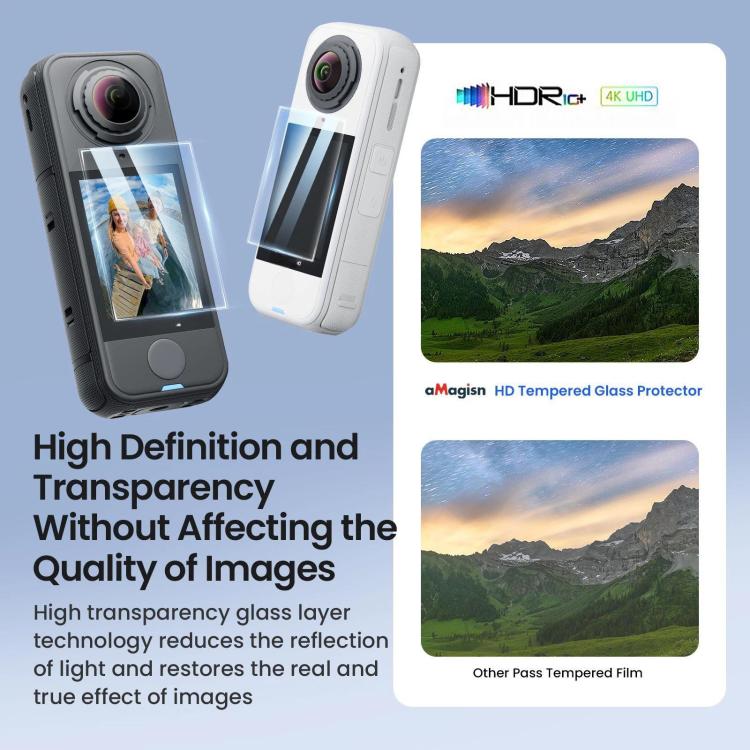 For Insta360 X4 Air aMagisn Tempered Glass Screen Protector HD Anti - Scratch 9H Hardness Lens Film, 1 Set, 2 Sets - ORIWHIZaMagisnDJI & Insta360 AccessoriesInsta360 X Series