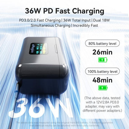 For Insta360 X4 Air Battery aMagisn 36W Fast Charging Case with Color Display & Built - in USB - C Cable, PM13 - ORIWHIZaMagisnDJI & Insta360 AccessoriesInsta360 X Series