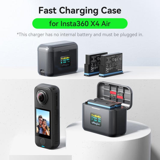 بطارية Insta360 X4 Air، علبة شحن سريع aMagisn بقوة 36 واط مع شاشة ملونة وكابل USB-C مدمج، PM13 - ORIWHIZaMagisn، ملحقات DJI وInsta360، سلسلة Insta360 X