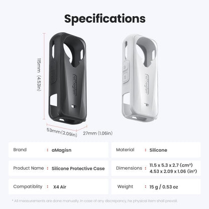 For Insta360 X4 Air Camera, aMagisn Silicone Case Black, aMagisn Silicone Case Gray, aMagisn Silicone Case & Lens Cap Black, aMagisn Silicone Case & Lens Cap Gray - ORIWHIZaMagisnDJI & Insta360 AccessoriesInsta360 X Series