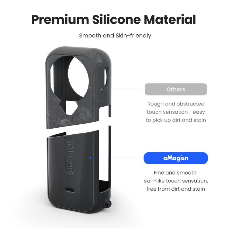 For Insta360 X4 Air Camera, aMagisn Silicone Case Black, aMagisn Silicone Case Gray, aMagisn Silicone Case & Lens Cap Black, aMagisn Silicone Case & Lens Cap Gray - ORIWHIZaMagisnDJI & Insta360 AccessoriesInsta360 X Series