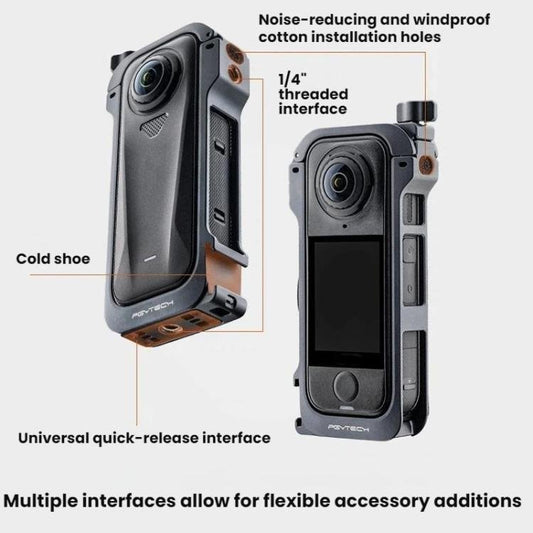 Funda protectora metálica tipo jaula para conejos PGYTECH para Insta360 X4 Air - ORIWHIZDJI y accesorios Insta360 Serie Insta360 X PGYTECH
