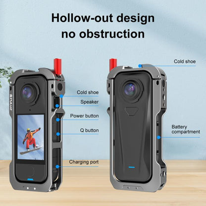 For Insta360 X4 Air PULUZ Metal Protective Cage Expansion Frame with Cold Shoe Bases & Lens Cover, For Insta360 X4 Air Lens Cover - ORIWHIZDJI & Insta360 AccessoriesInsta360 X SeriesProtection & Cases