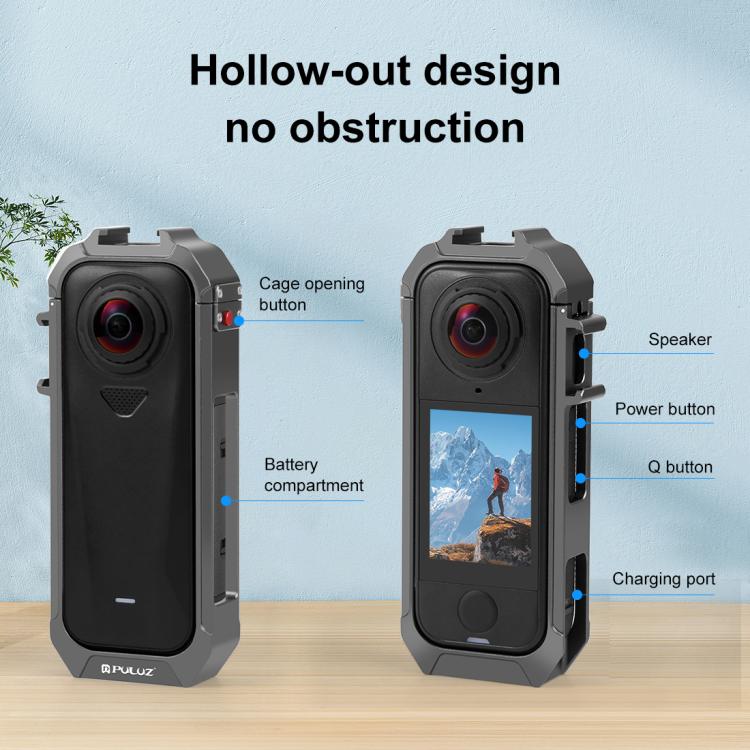 For Insta360 X4 Air PULUZ Metal Protective Cage Rig Housing Frame with Expand Cold Shoe Base, For Insta360 X4 Air - ORIWHIZDJI & Insta360 AccessoriesInsta360 X SeriesProtection & Cases