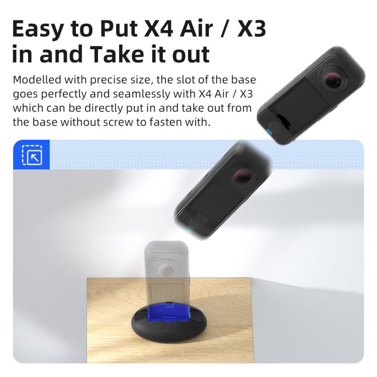 For Insta360 X4 Air/X3 aMagisn Silicone Mount Holder Base Car Dashboard & Desk Stand, Without Double - sided Tape, With Double - sided Tape - ORIWHIZaMagisnDJI & Insta360 AccessoriesInsta360 X Series