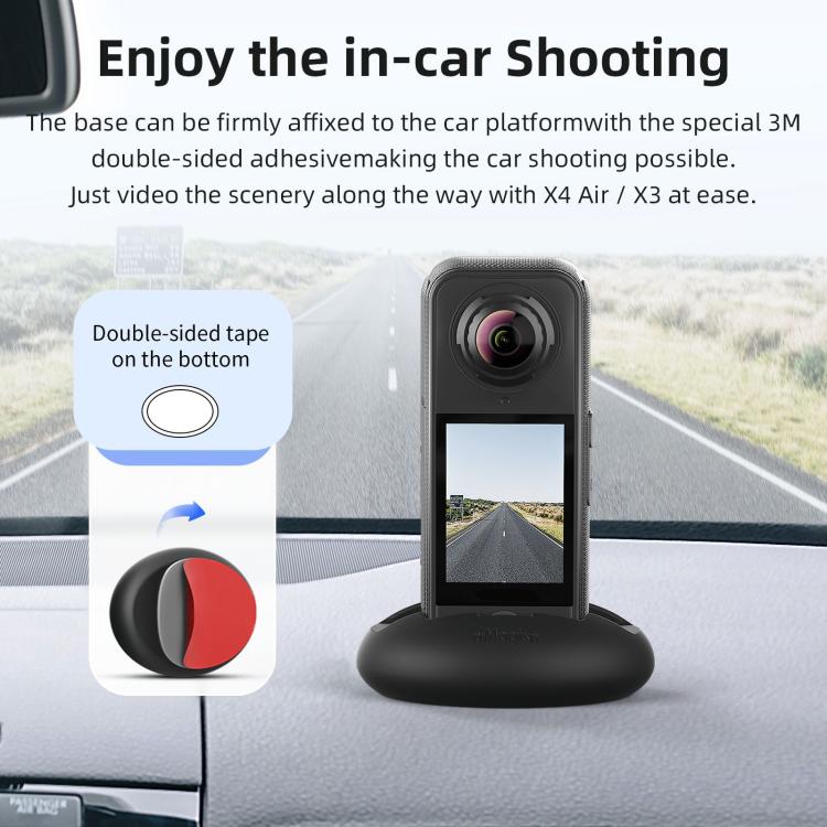 For Insta360 X4 Air/X3 aMagisn Silicone Mount Holder Base Car Dashboard & Desk Stand, Without Double - sided Tape, With Double - sided Tape - ORIWHIZaMagisnDJI & Insta360 AccessoriesInsta360 X Series